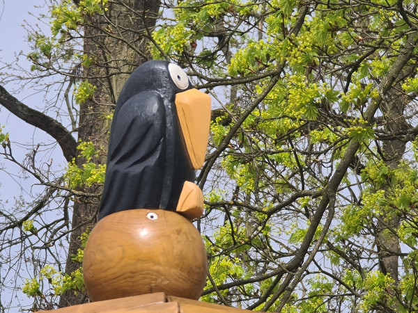 Holzfigur Rabe Robinie