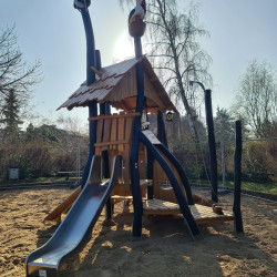 Spielanlage Rutschenturm Spielgerat mit Storch Robinienholz Rutsche 4829