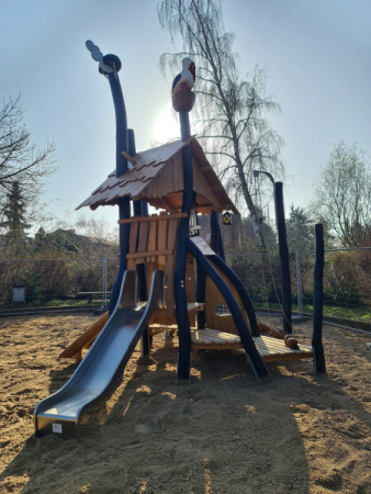 Spielanlage Rutschenturm Spielgerat mit Storch Robinienholz Rutsche 4829