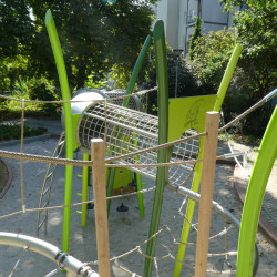 Spiel Bau Spielstruktur Spielplatz Edelstahl Rutsche Grasart Design Gittertunnel 5028