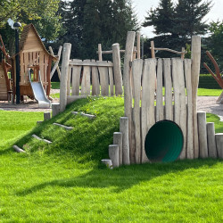 Spielart Spielplatz Themenspielplatz Spielplatzdesign Robinienholz Kriechrohre Hugel