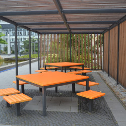 FreiraumObjekte Ney Sitzgruppe Kunstoffbelattung Pergola Freistehend Aussenanlagen 5270