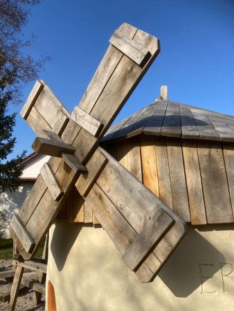 Spielhaus Spielplatzdesign individuell Rutschenhaus Muhle Glasfaserbeton Holz 5319